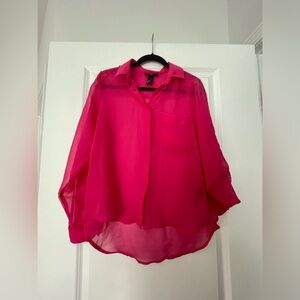 H&M Sheer Pink Button Blouse